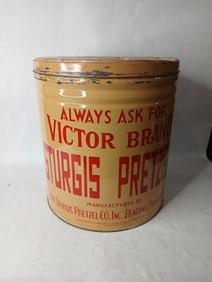 The Sturgis Pretzel Co. Victor Brand Lidded Tin