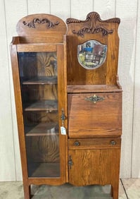 Antique Victorian Oak Side by Side Secretary / Bookcase