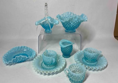 Opalescent Blue Hobnail Glassware