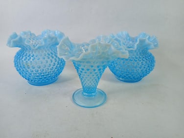 Opalescent Blue Hobnail Glassware