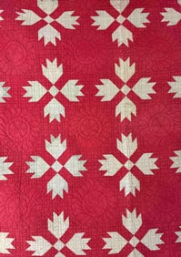 Hand Stitched Maple Leaf & Pin Wheel Quilt