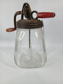 Early Hand Crank Glass Churn