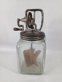 Hand Crank 1 Gal. Dazey Glass Butter Churn