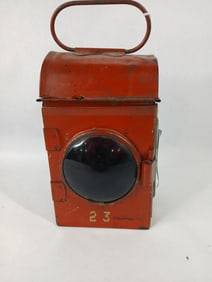 Early 1900's Red Rail Way Lamp w/ Original Red Lenses