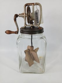 Antique Glass Butter Churn