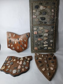 Large Slate and Various Wood Display Mounts of Assorted Points, Projectile Artifacts/ Arrowheads