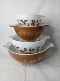 Pyrex Early American Cinderella Nesting Mixing Bowl Set of 4
