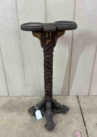 Early Tramp Art Pedestal Double Candleholder Podium
