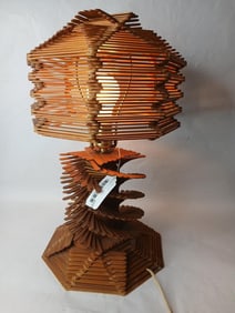 Folk Art Popsicle Stick Lamp With Shade