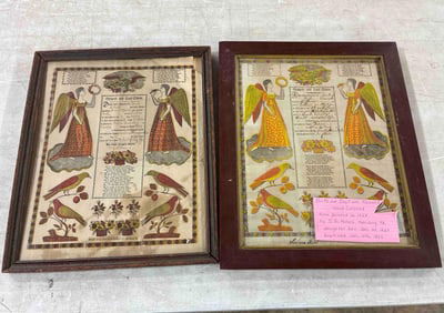 1828 Birth & Baptism Ephemera Framed Records Lot of 2