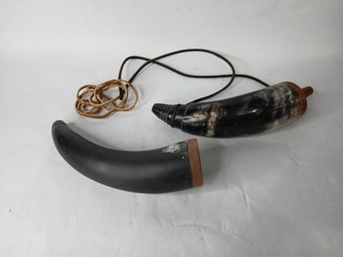 Bull Steer Powder Horns Set of 2