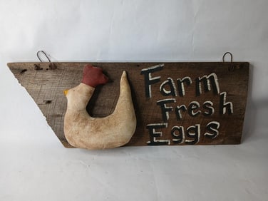 Rustic Wood Farmhouse Hand Painted Hanging Farm Fresh Eggs Sign