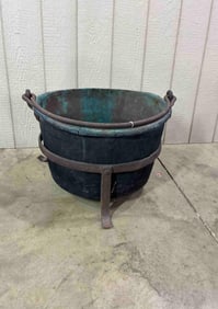 Large Cast Iron Handled Cauldron w/ Stand