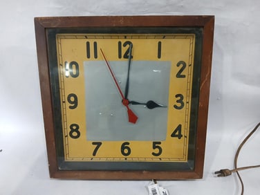 E. Ingraham Company Wall Hanging Electric Wood Housed Clock