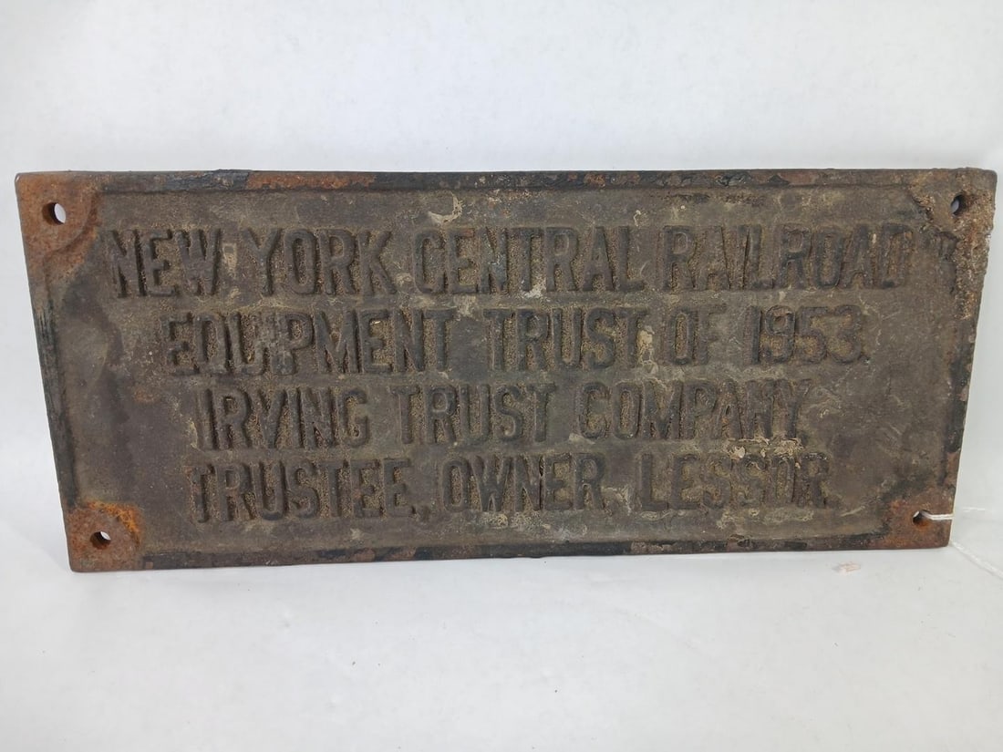 NY Central Railroad Cast Iron Plaque: 12.5x5.5