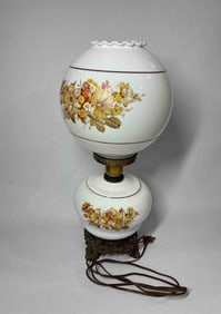 Wildflower Decorated Hurricane Parlor Lamp
