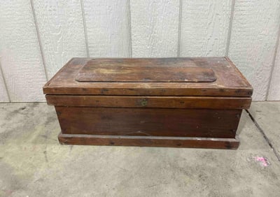 Great Size Wood Handled and Lidded Tool Chest