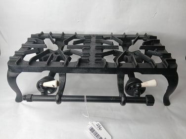 Griswold Cast Iron No. 202 Two Burner Table Top Gas Stove w/ Enamel Knobs