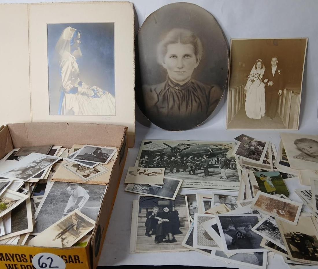 Very Early Photograph Lot Inc. Charcoal Portrait, 50th Ann. Memphis Belle and More (1 of 9)
