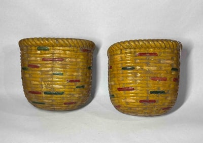 Concrete Basket Flower Pockets