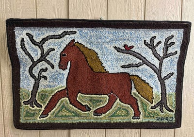 Running Horse Hooked Rug