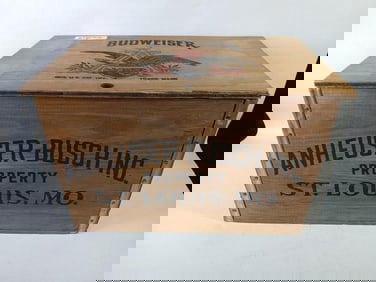 Anheuser-Busch Inc. Wood Lidded Crate w/ Bottle Cap Checker Board to Reverse of Lid