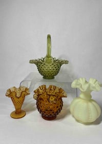 Carmel, Green, & Yellow Satin Art Glass