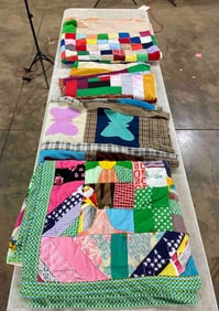 Lot of Early Hand Stitched Patchwork Quilts and Toppers