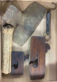 Early Tool Lot Inc. Axe Head, Planes and Scale