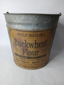 Twin Pines Grist Mill Buckwheat Flour Galvanized Handled Pail