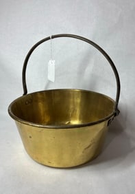 Shiny Brass Pot w Forged Handle