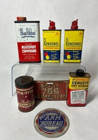 1960-61 Bike Plate, Farm Bureau Topper, and TIns