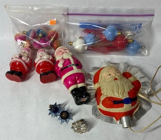 Royal Crown Bubble Lights, Plastic Santa Ornaments, and Decor
