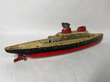 1940s Wolverine Tin Litho Windup Ship