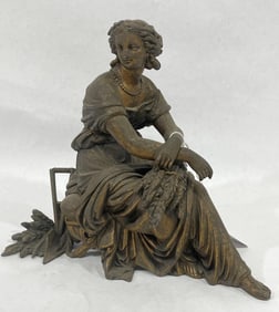 Euterpe The Greek Muse of Music Bronzed Spelter Figural Statue