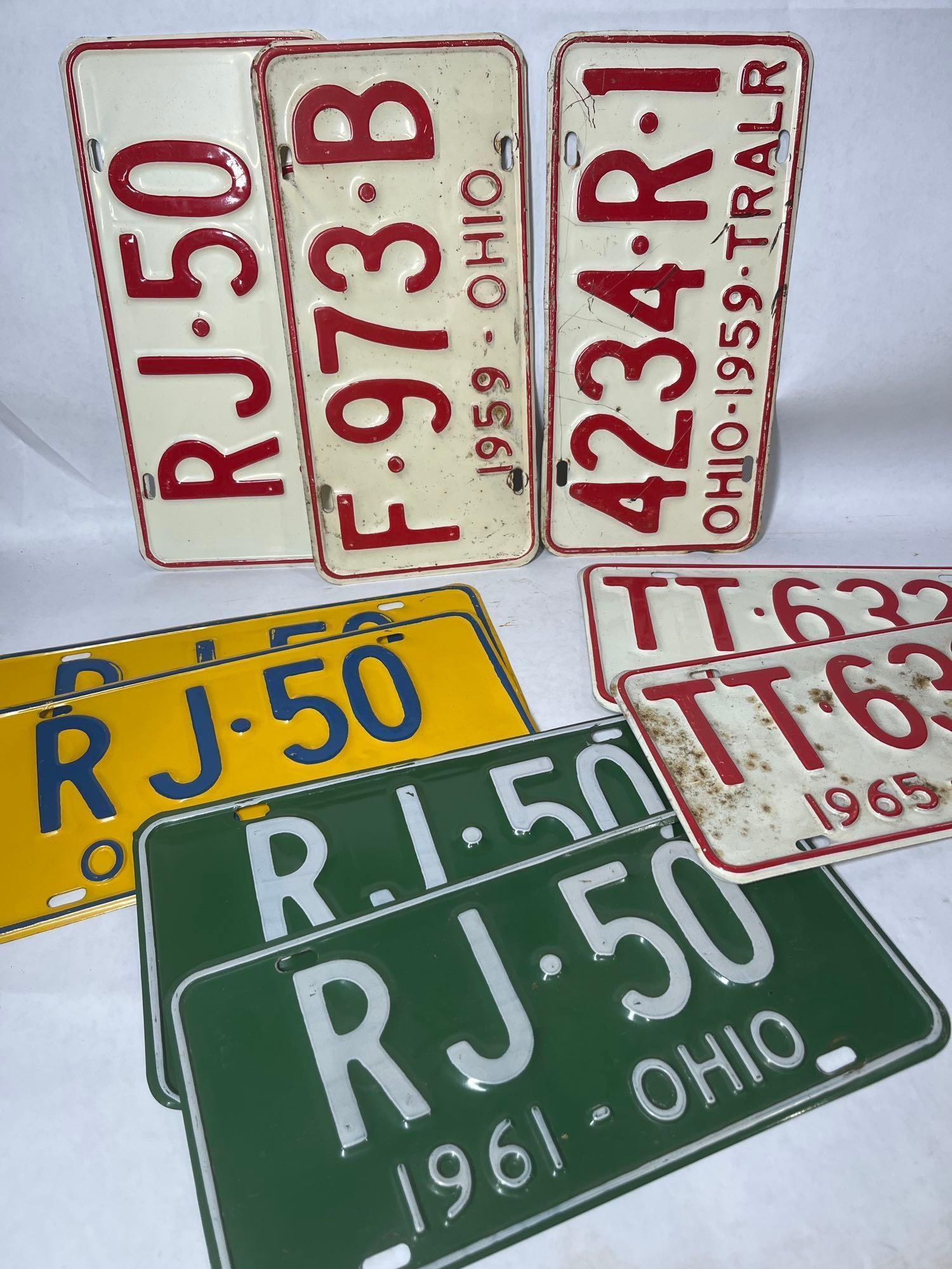 1950's & 60's Ohio License Plates Lot Inc. 11 Assorted Plates (1 of 4)