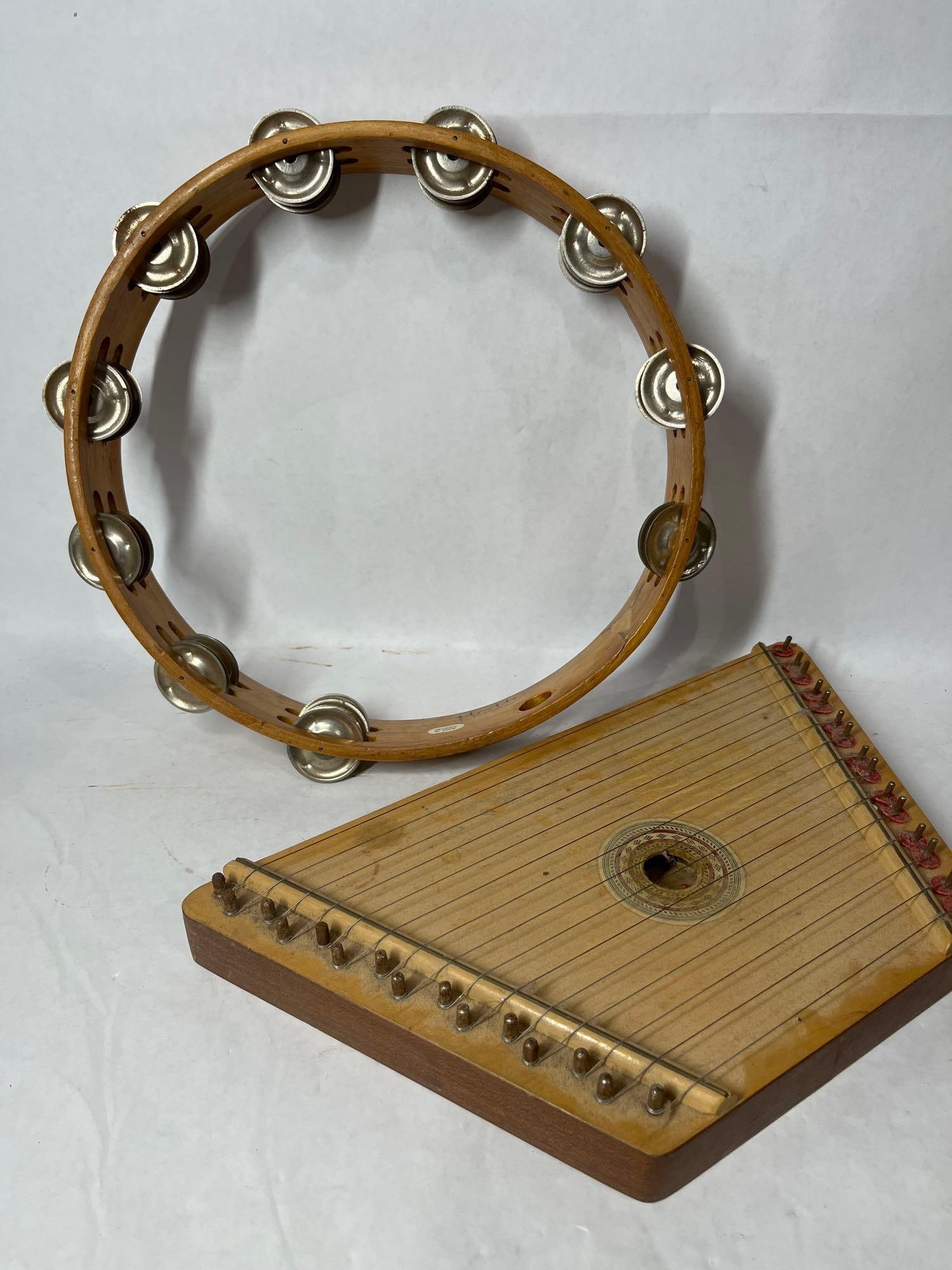 Instrumental Lot Inc. Pakistan Tambourine and Poland Lap Harp (1 of 6)