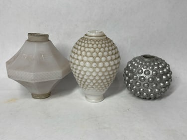 Lot of 3 Early Lightening Rod Balls Inc. Milk Glass/ Hobnail