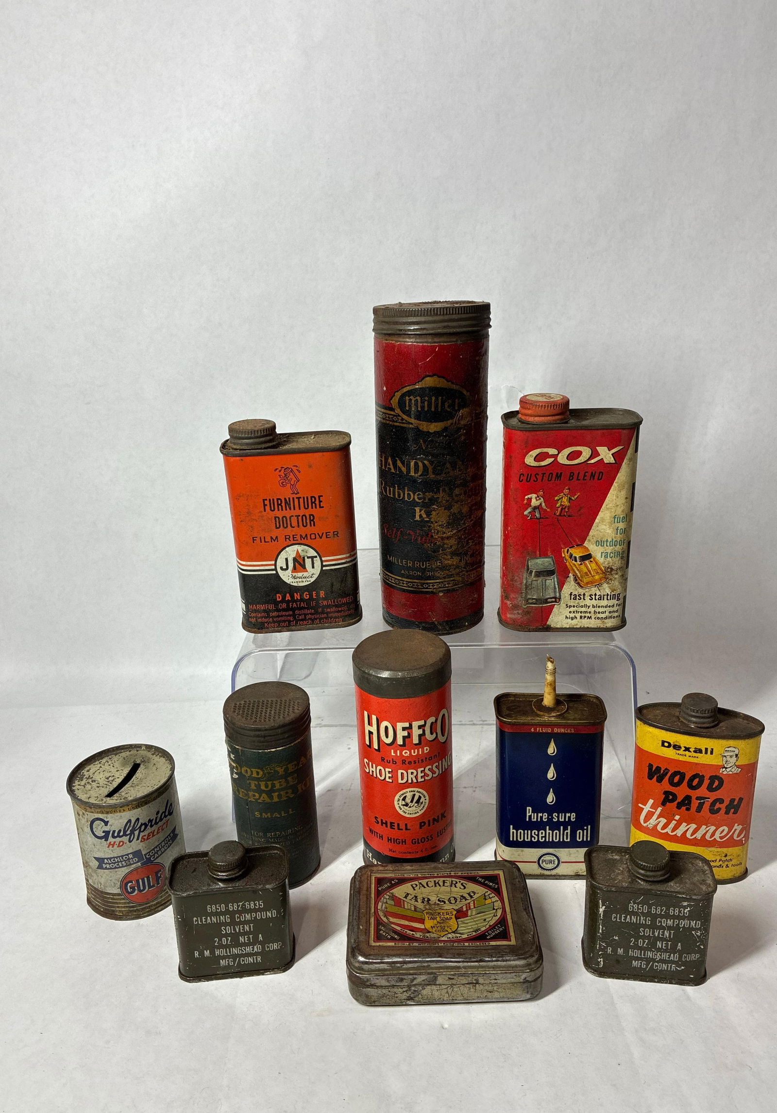 Lot of Early Tins, Oilers and More Inc. Military, Hoffco, Dexall, Pure and More (1 of 7)