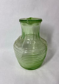 1930s Anchor Hocking Uranium Glass Ringed Bottle