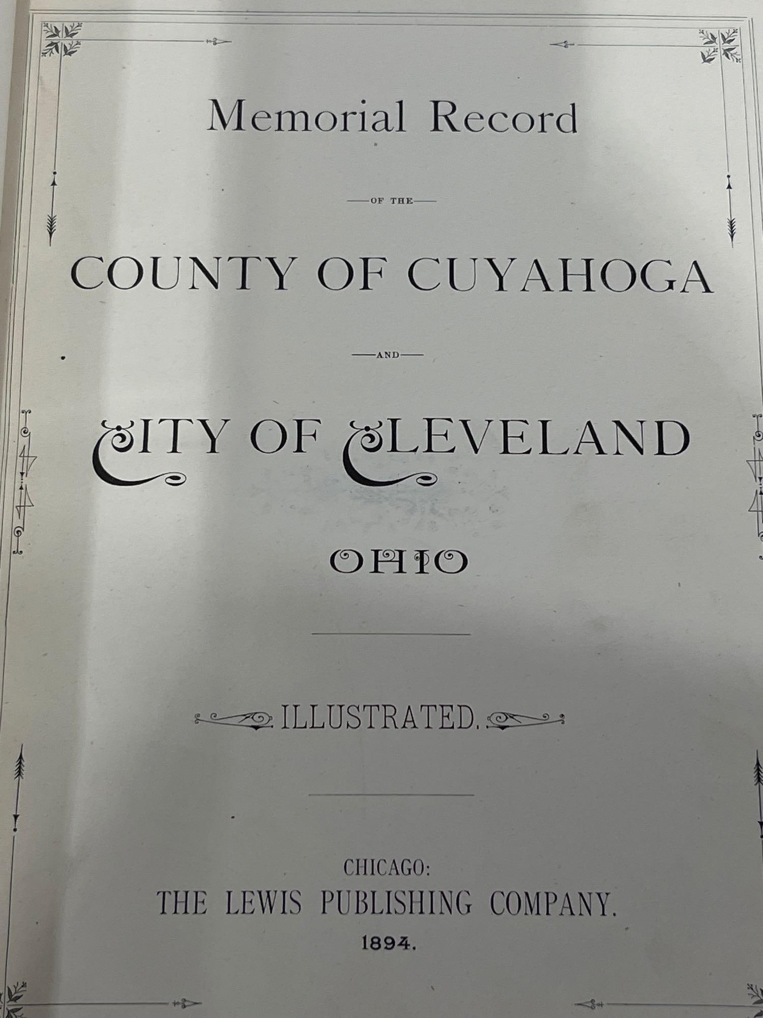 1894 Portrait & Biographical Memorial Record Book of Cuyahoga City of Cleveland Ohio (1 of 5)