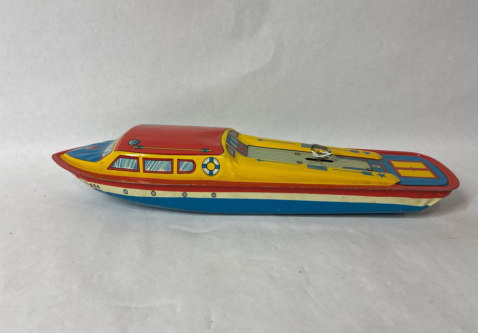 Ohio Art Company 1960's Wind Up toy Tin Litho Speed Boat: .