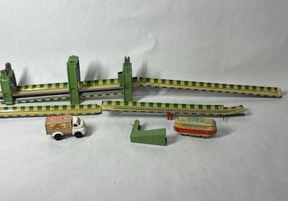 Marx Tin Litho Track and Trolley Racer