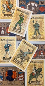 10 pc 1921 and 1922 Uncirculated Antique German Notgeld Banknote Emergency Money Collection