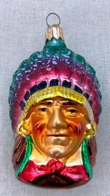 RADKO Mercury Glass Indian Chief Christmas Tree Ornament