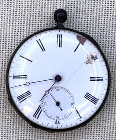 Antique French Key Wind Open Face 8 Ruby Pocket Watch