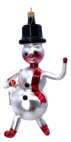 RADKO Snowy with Skates Large Italian Glass Christmas Tree Snowman Ornament