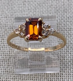 10k Yellow Gold Madeira Citrine and Diamond Ring