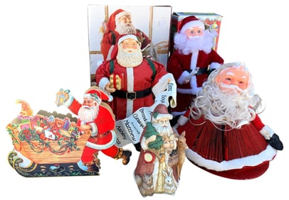 5 Vintage Santa Claus Christmas Holiday Decorations