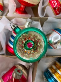 16 pc Mid Century Christmas Tree Ornament Collection with Early Box